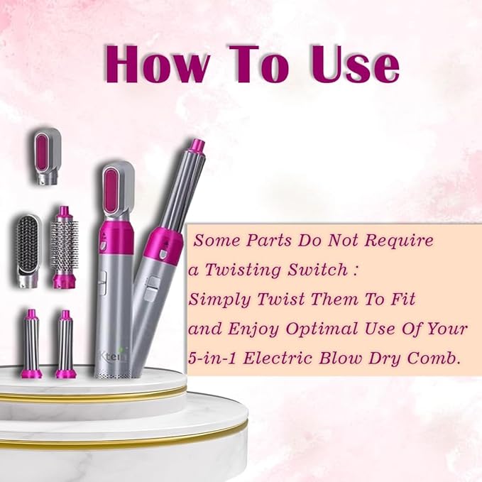 5 in 1 Hair Dryer Hot Air Brush Styler