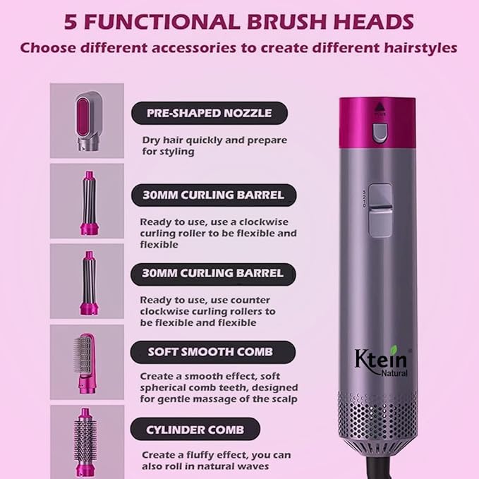 5 in 1 Hair Dryer Hot Air Brush Styler