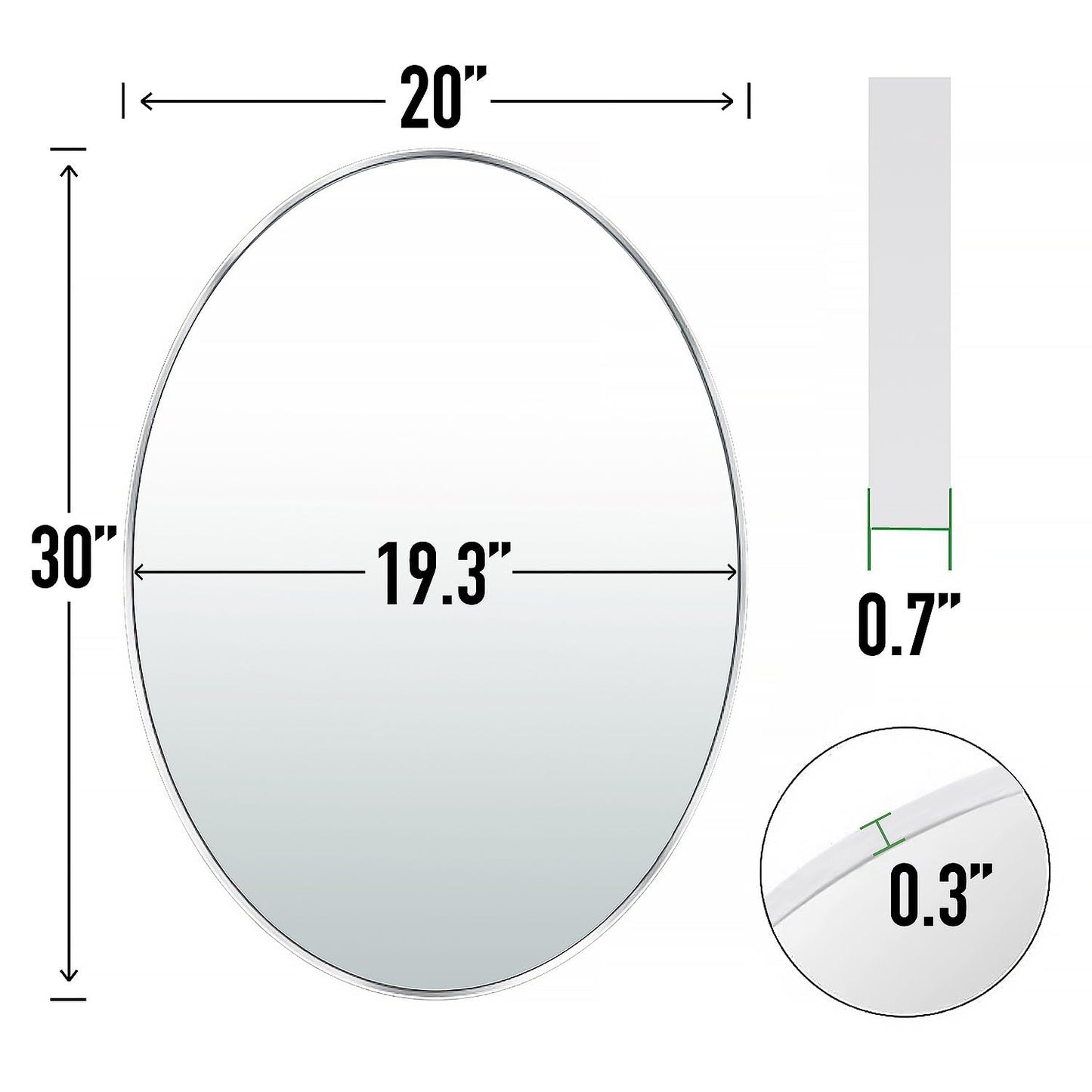Oval Shape Mirror (20 * 30 cm)